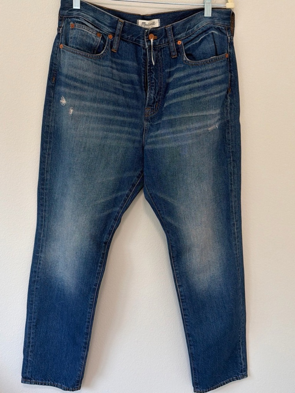 Madewell women’s Distressed Indigo Relaxed Jeans
